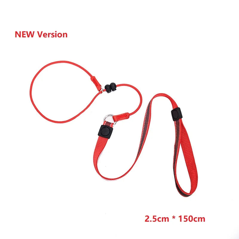 Training Dog Choking Rope Leash 2 in 1 Lead Collar 150cm P-Shaped Chain Slip Lead Control Leash for Small Large Competition Dogs