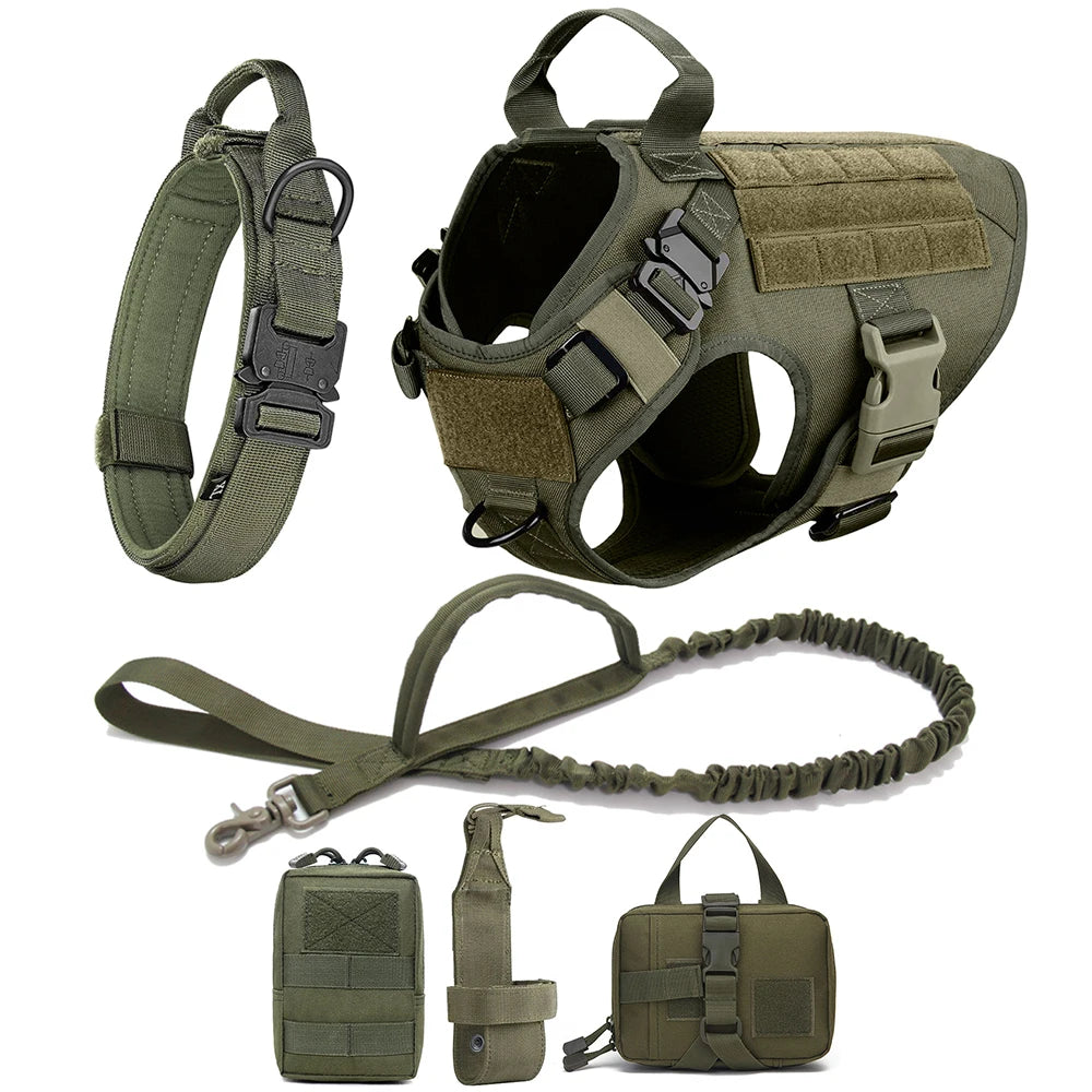 Large Dog Collar Dog Harness And Leash Set Pet Vest Tactical German Shepherd Harnesses For Small Dogs