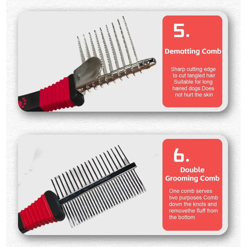 26 10-In-1 Professional Grooming Set Full Supplies for Dogs and Cats Slicker Pet Nail Clippers and Long Hair Pet Brush Set