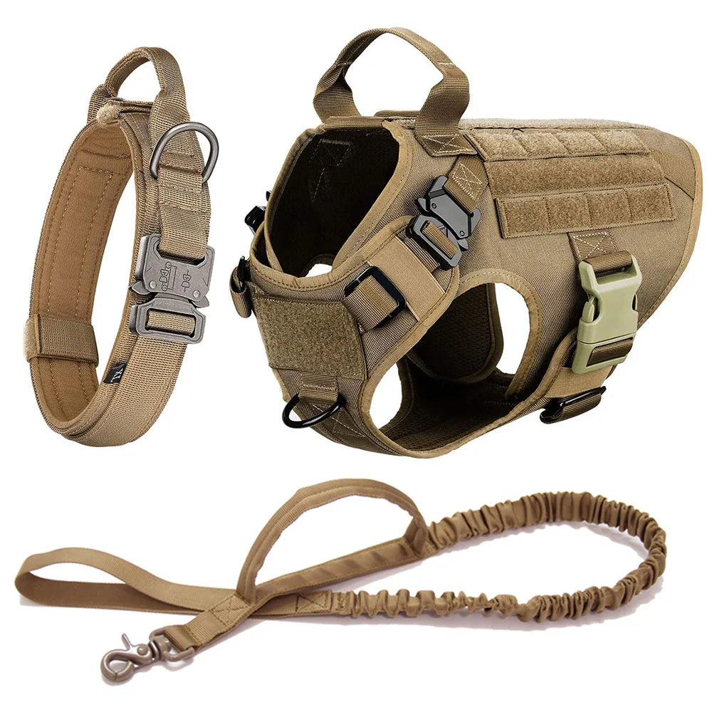 Large Dog Collar Dog Harness And Leash Set Pet Vest Tactical German Shepherd Harnesses For Small Dogs